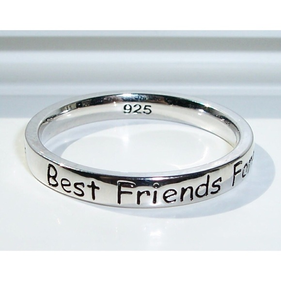 Best Friends Forever BFF Ring 2.7 mm Band 925 Sterling Silver Women's - Picture 9 of 12